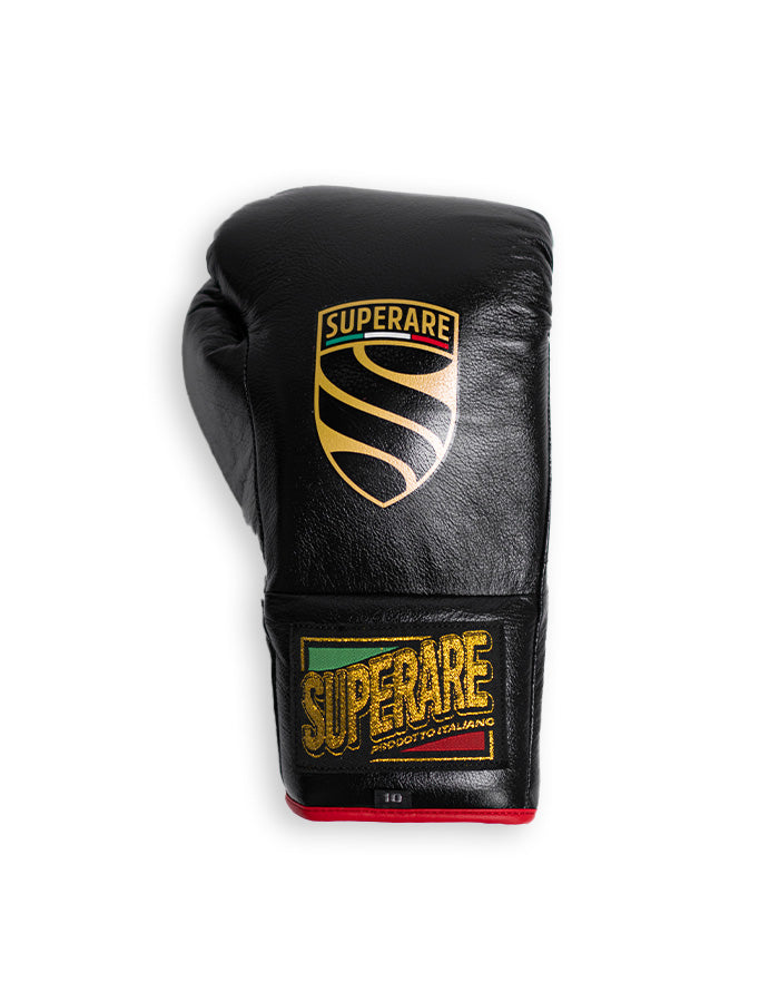 S458 Lace Up Pro Boxing Gloves - Black/Red (HORSE HAIR)