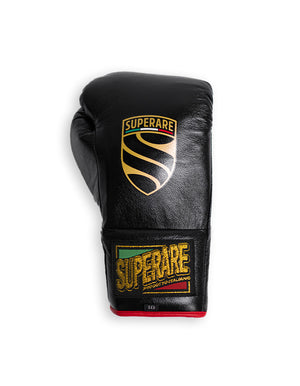 S458 Lace Up Pro Boxing Gloves - Black/Red (HORSE HAIR)