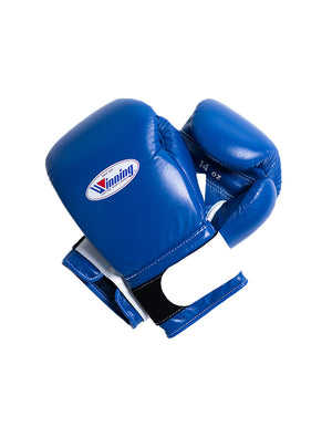 Winning JABF Amateur Boxing Velcro Gloves - Blue/White Strap