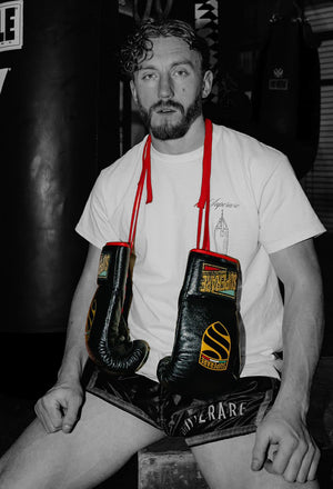 S458 Lace Up Pro Boxing Gloves - Black/Red (HORSE HAIR)