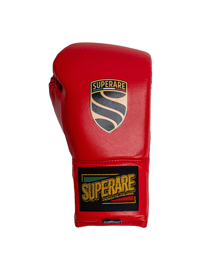 ital gears S40 Italian Leather Lace Boxing Gloves Rosso / 14 oz