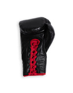 S458 Lace Up Pro Boxing Gloves - Black/Red (HORSE HAIR)