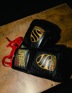 S458 Lace Up Pro Boxing Gloves - Black/Red (HORSE HAIR)