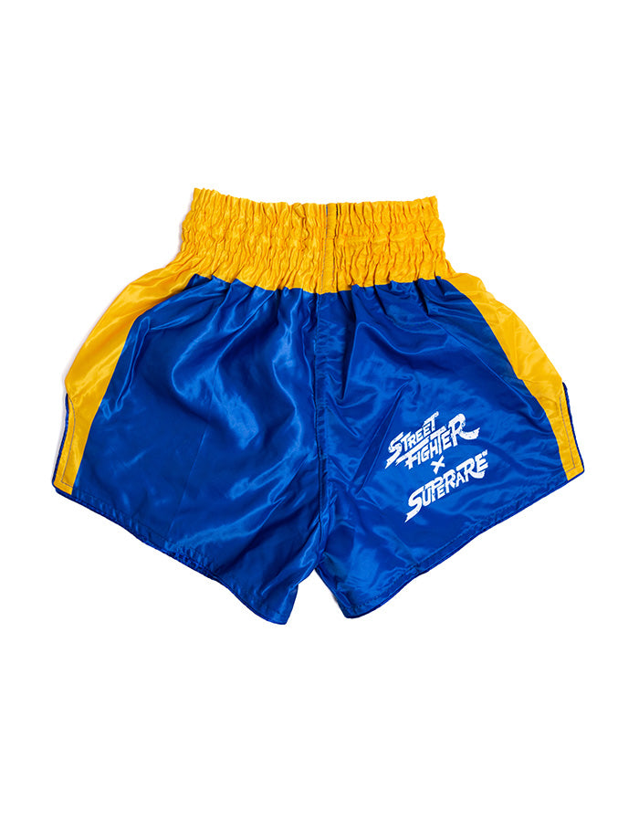 Superare x Street Fighter Sagat Muay Thai Shorts - Blue/Yellow