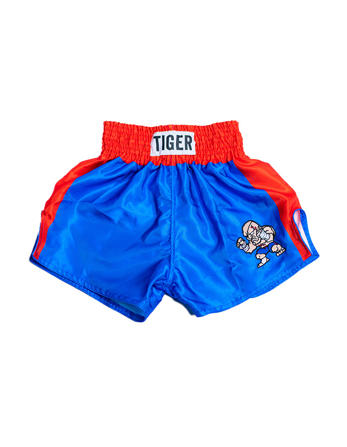 Superare x Street Fighter Sagat Muay Thai Shorts - Blue/Red