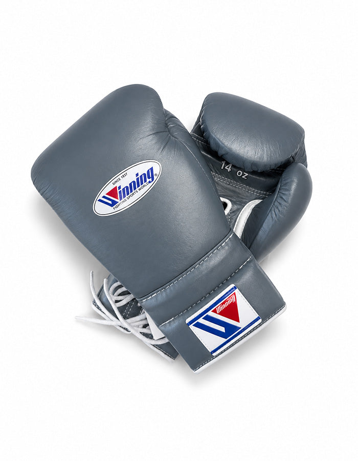 Winning Lace-up Boxing Gloves - Black  Gold 12oz / No