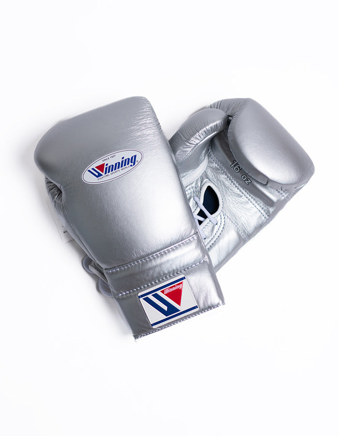 Winning Custom Lace Up Gloves - Silver